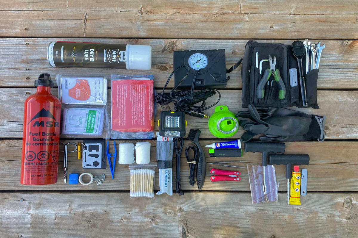 a roadside toolkit for motorcycle touring