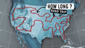 Map of USA with itinerary to drive across all the states