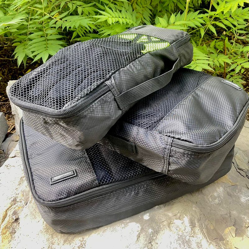 packing cubes to store your clothes when motorcycle touring